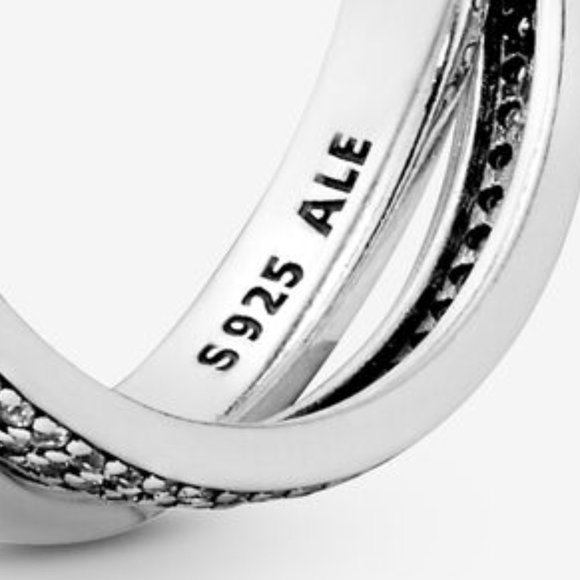 Pandora Silver S925 ALE Intertwined Logo Pave Ring 196547 - Picture 5 of 7